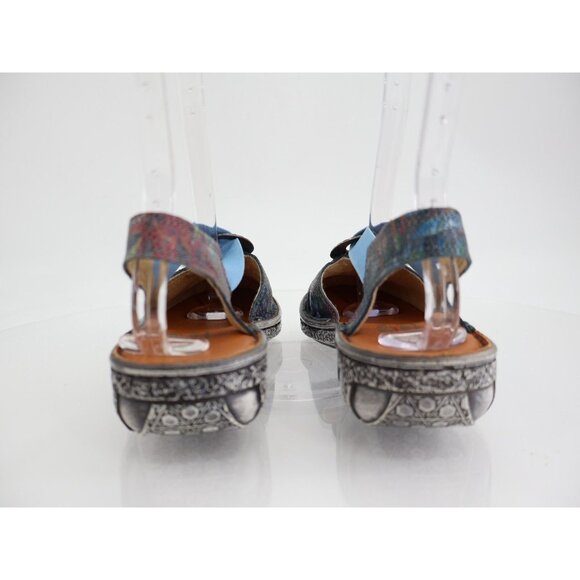 Spring Step Women's Swirlet Blum Sandal Size 37 6 Blue Red Leather Slip On Flat - Picture 5 of 10